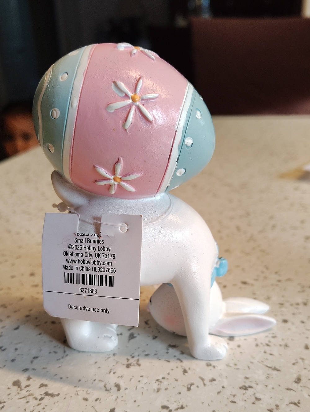 Hobby Lobby Easter Bunny Figurine with Pink & Mint Egg